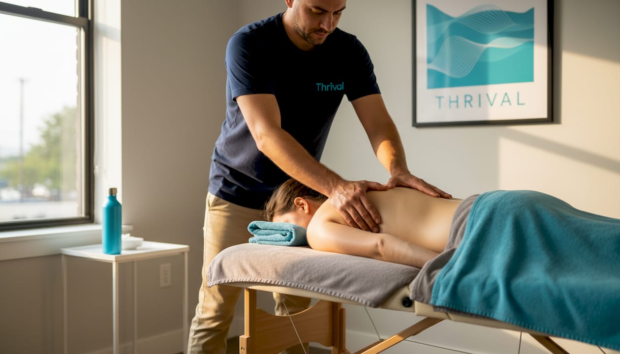 Deep tissue massage session at wellness clinic