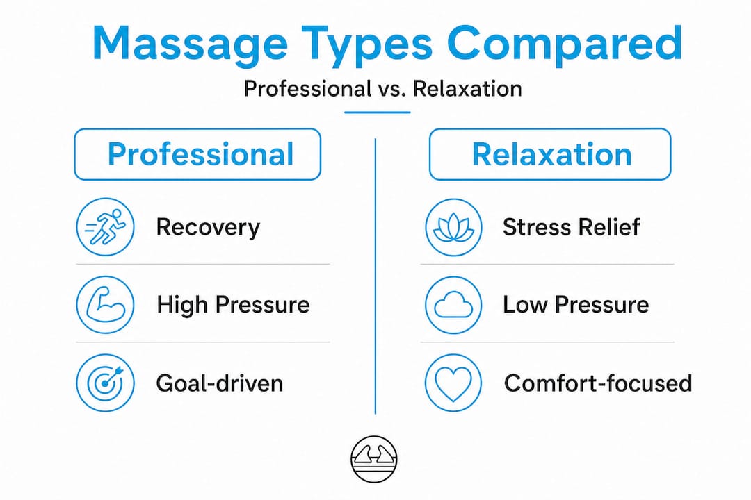 Infographic comparing professional and relaxation massage