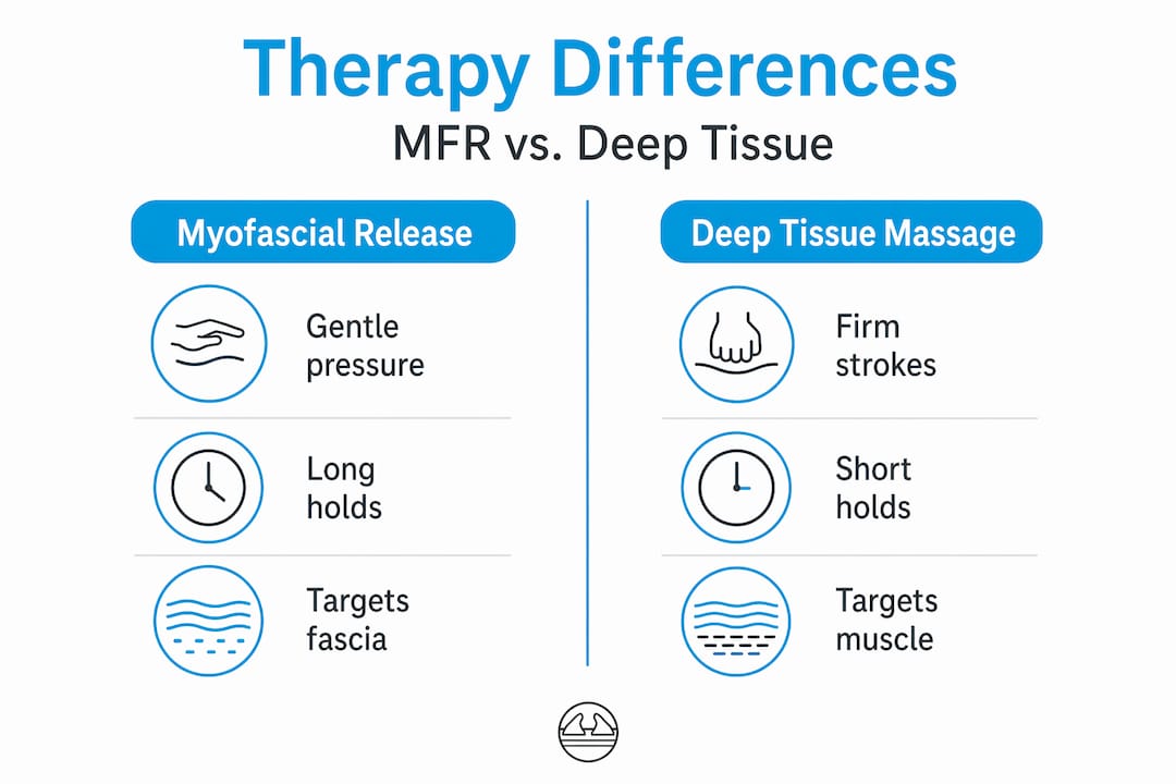 Infographic comparing myofascial release and deep tissue massage