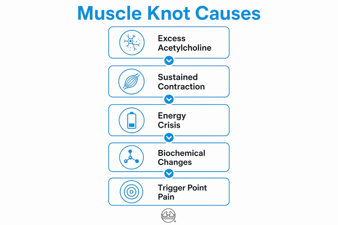 Infographic showing stages of muscle knot formation