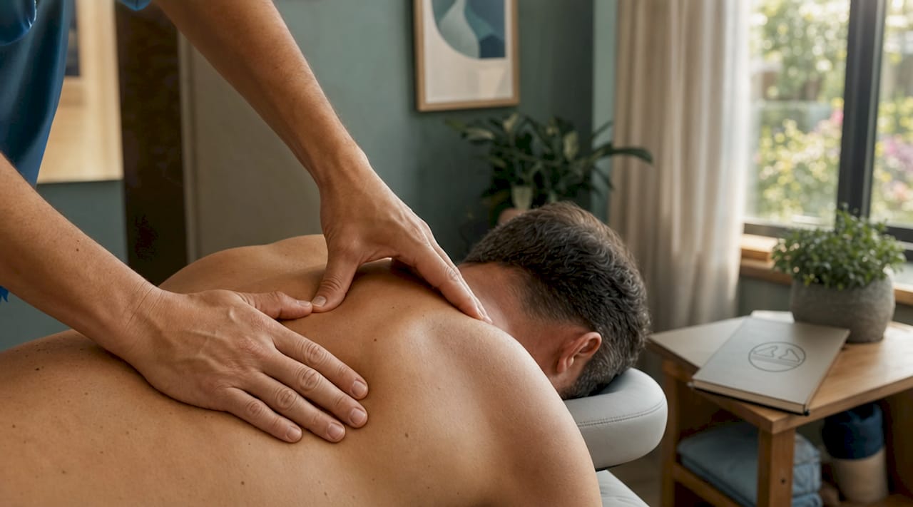 1780634208232 Therapist Hands Applying Myofascial Release On Shoulder Therapist hands applying myofascial release on shoulder