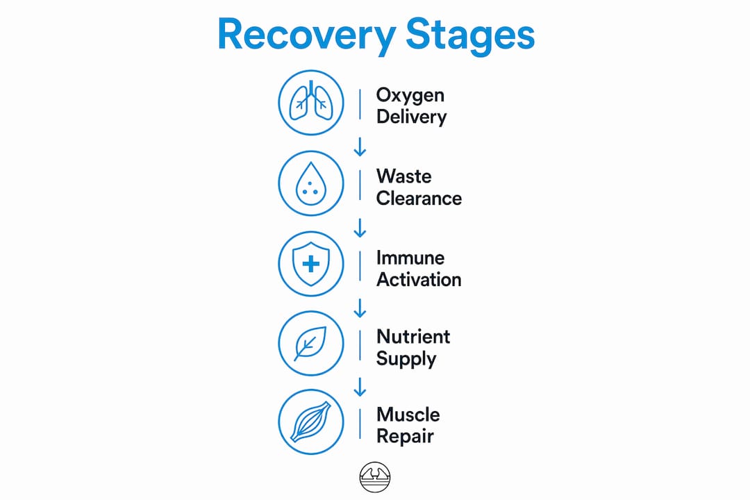 1781675389423 Infographic Illustrating Steps Of Blood Flow In Muscle Recovery Infographic illustrating steps of blood flow in muscle recovery