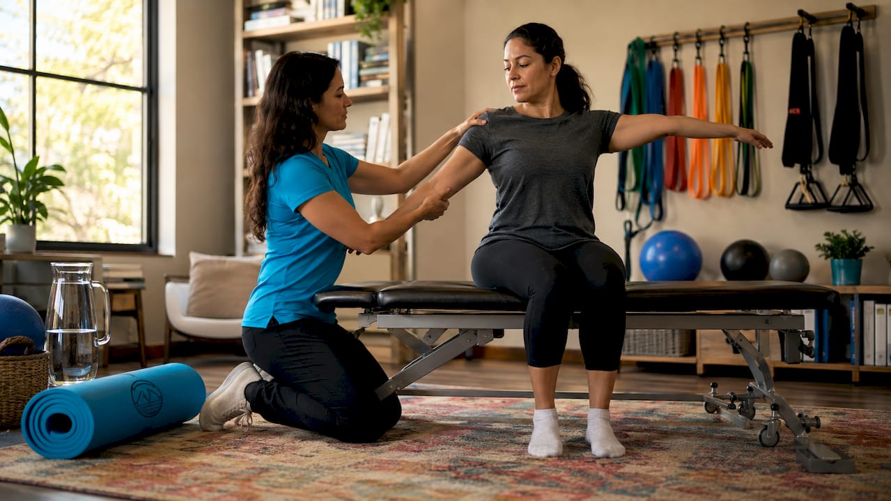 Patient undergoing physical therapy for back pain