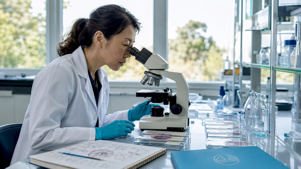 1783963127576 Researcher Examining Muscle Tissue Under Microscope Researcher examining muscle tissue under microscope