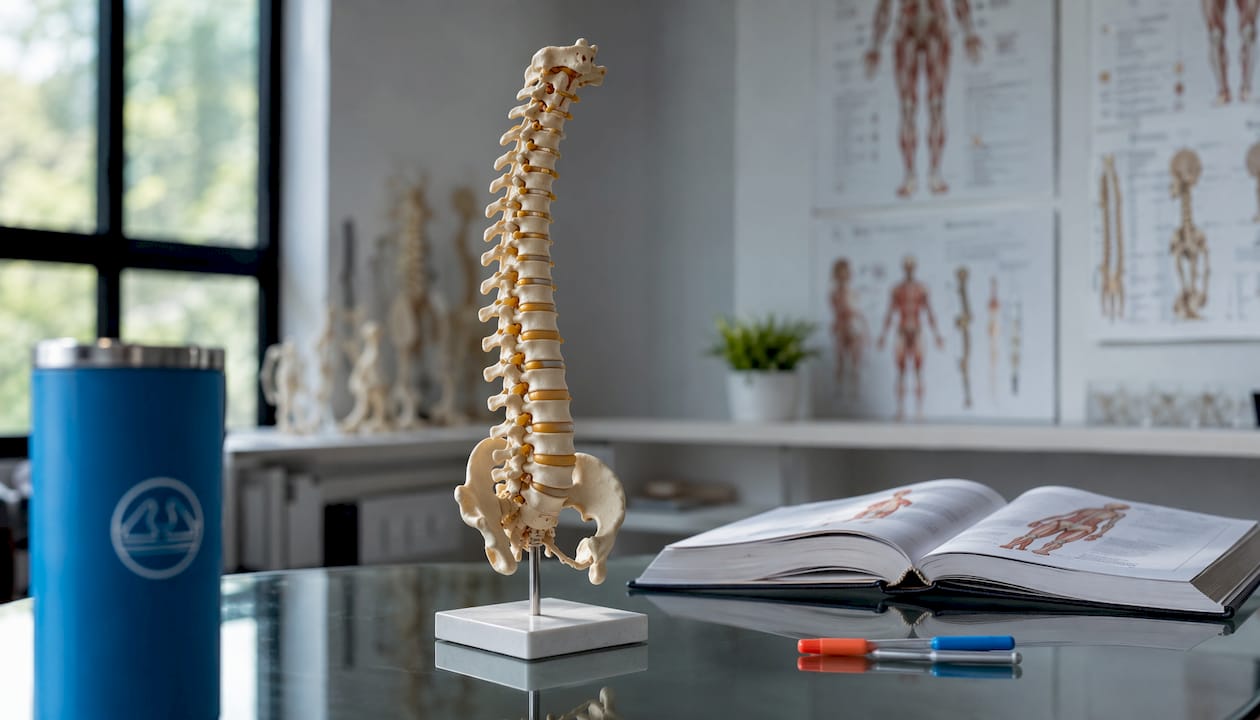1784487747722 Close Up Of Human Spine Model In Medical Office Close-up of human spine model in medical office