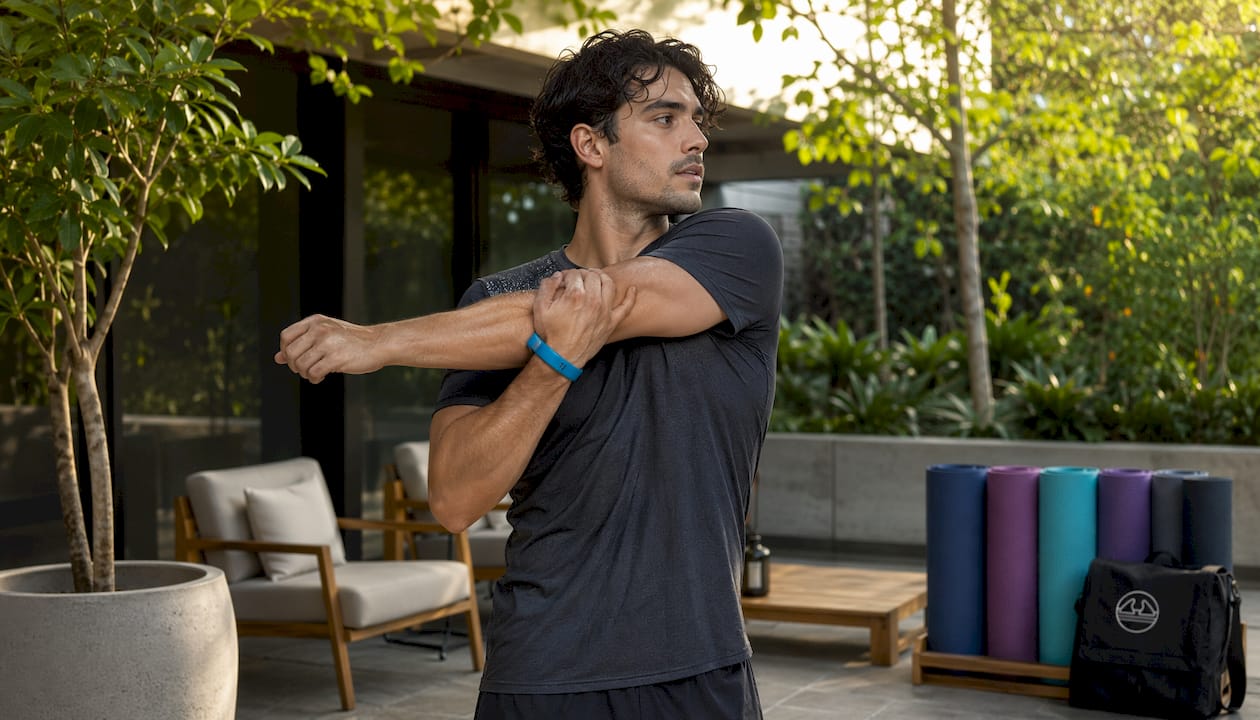 1784571538777 Man Stretching Shoulder In Physical Therapy Clinic Man stretching shoulder in physical therapy clinic