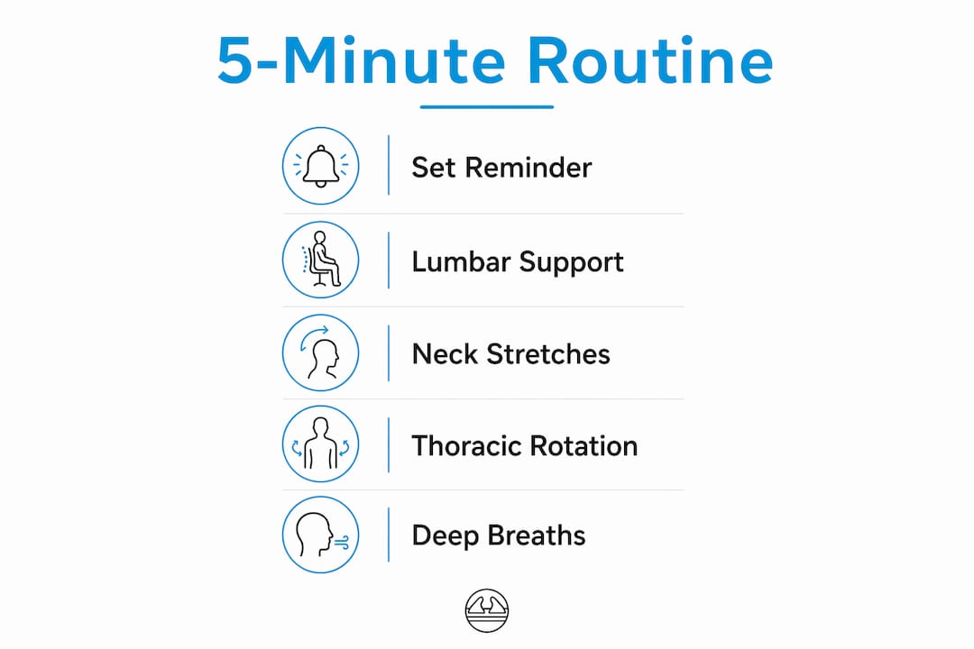 1784972218696 Infographic Showing 5 Minute Office Routine Steps Infographic showing 5-minute office routine steps