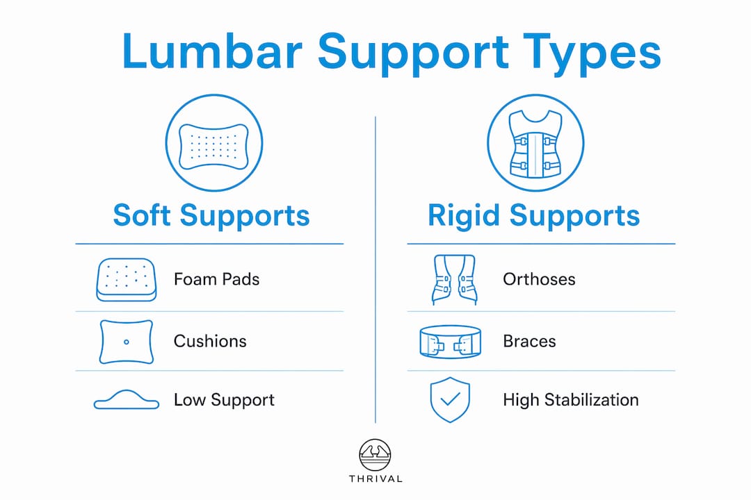 Infographic displaying types of lumbar support