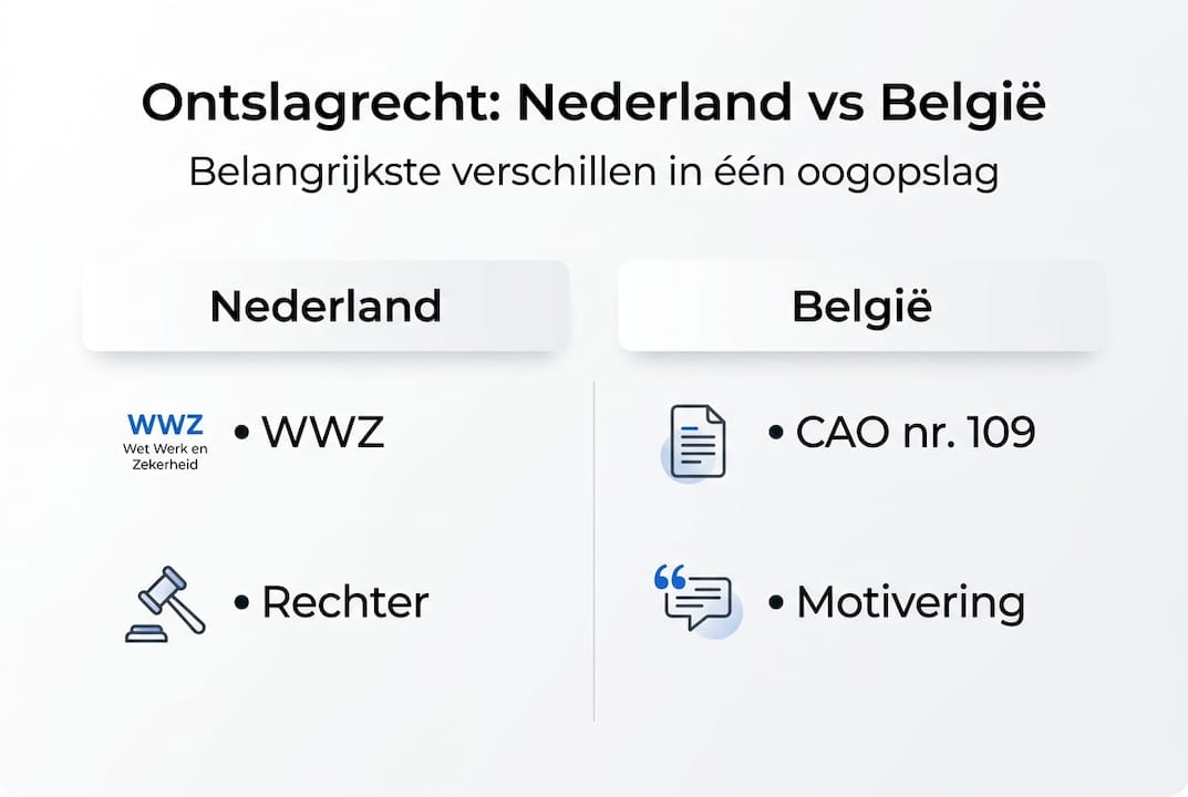 Infographic: Vergelijking van het ontslagrecht in Nederland en België