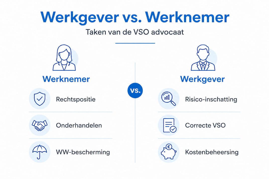 Infographic: overzicht van de werkzaamheden van een VSO-advocaat