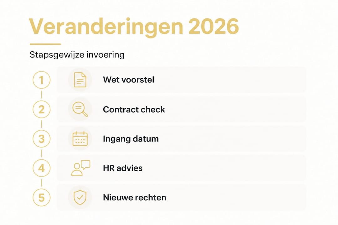 Overzichtelijke infographic brengt stappen arbeidsrecht in 2026 helder in beeld