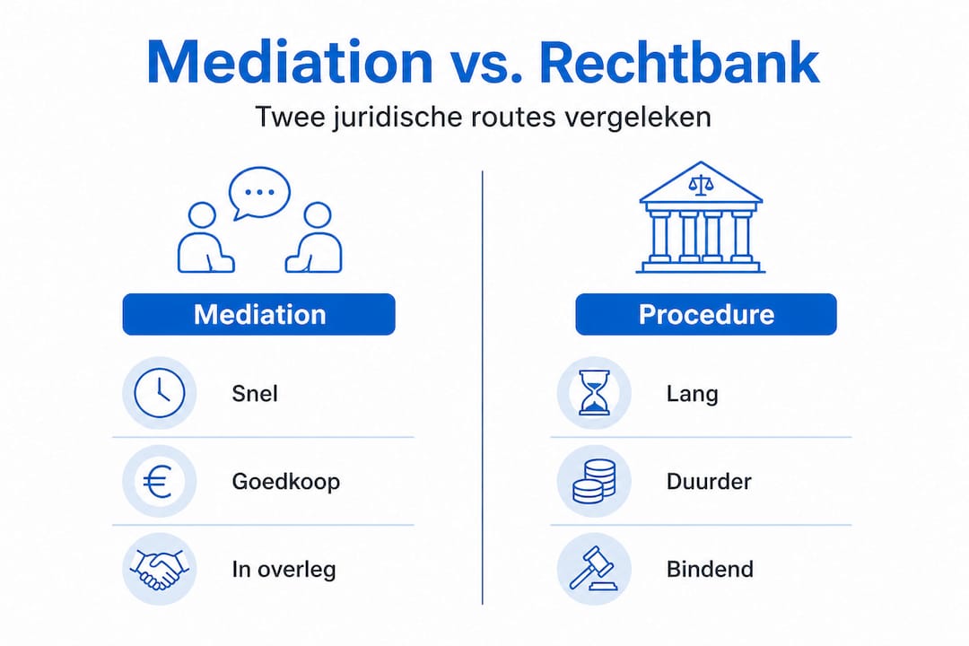 Infographic: Mediation of naar de rechter? Een vergelijking