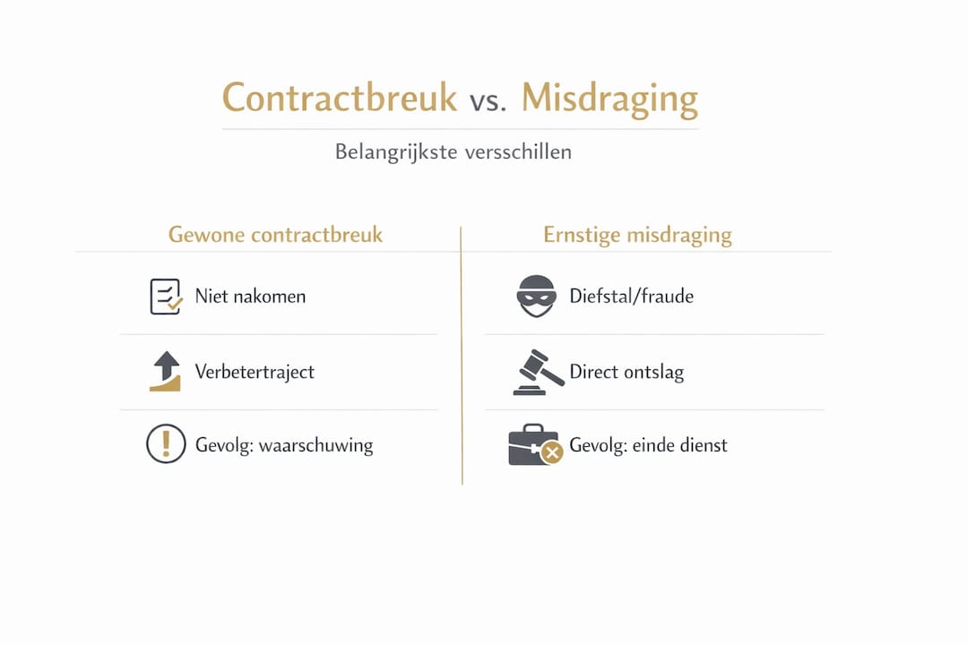 Infographic: het verschil tussen contractbreuk en wangedrag