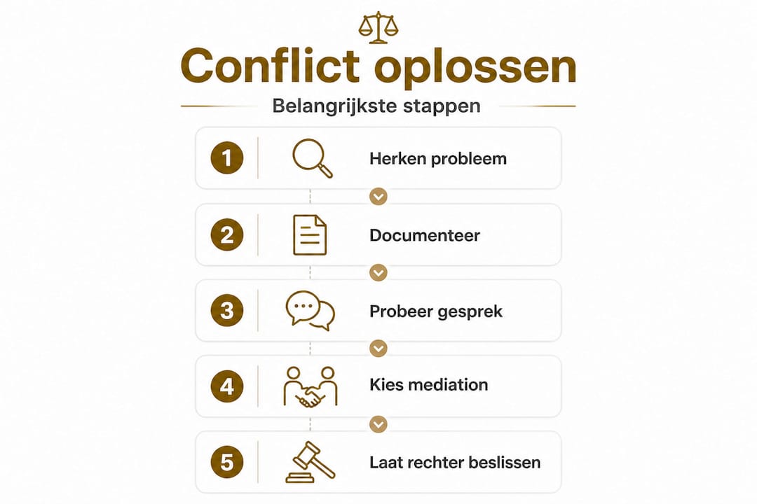 Infographic: stappenplan bij het oplossen van een juridisch geschil