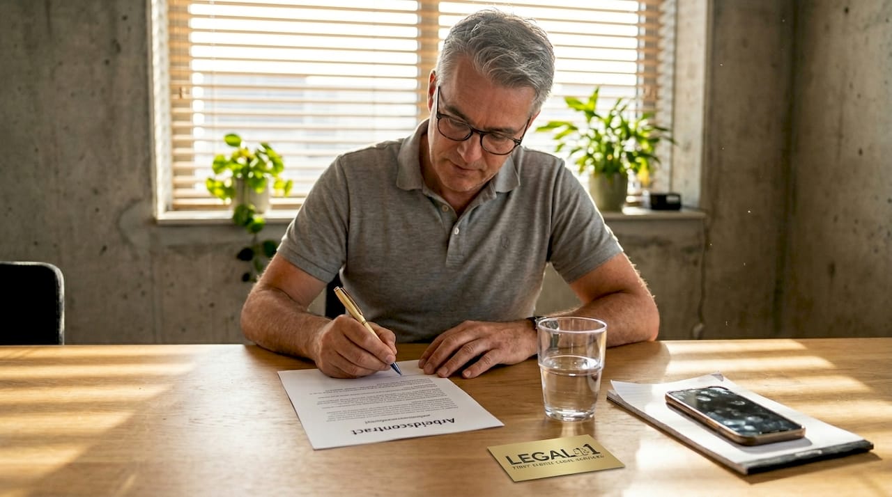 Man tekent nieuw arbeidscontract