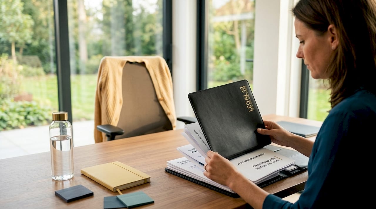 Een medewerker is beoordelingsformulieren aan het sorteren.