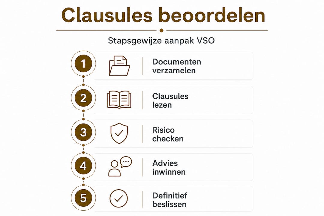 Infographic: stappenplan voor het opstellen van juridische clausules in een VSO