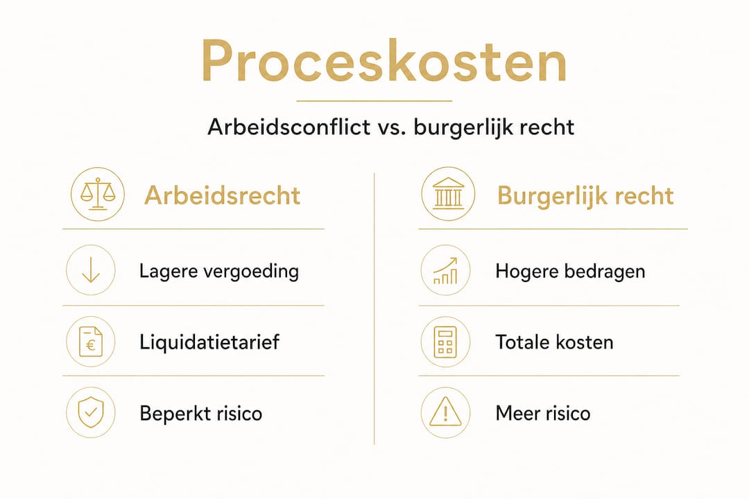 Overzicht van de proceskosten in arbeidszaken en het civiele recht: een vergelijking