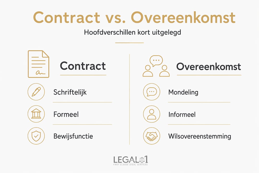 Infographic: het verschil tussen een contract en een overeenkomst