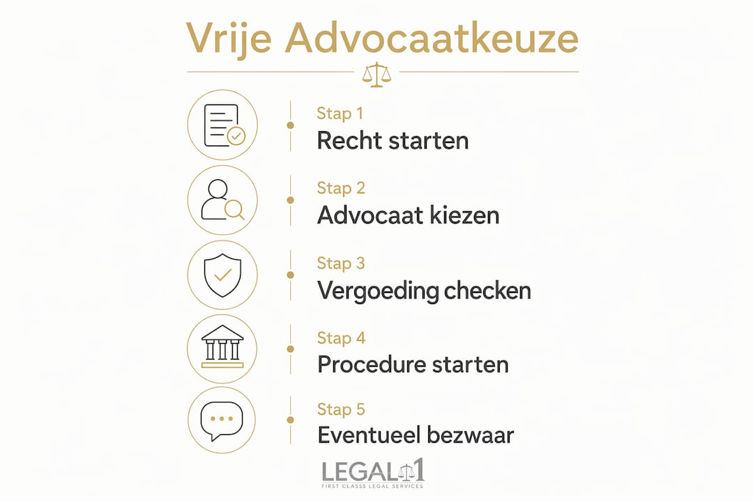 Infographic: zo werkt het kiezen van je eigen advocaat stap voor stap