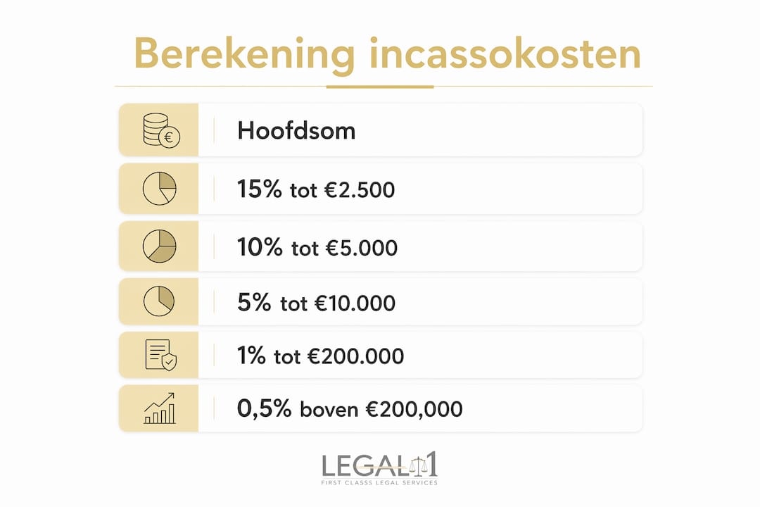 Infographic: zo bereken je incassokosten stap voor stap volgens de WIK-staffel