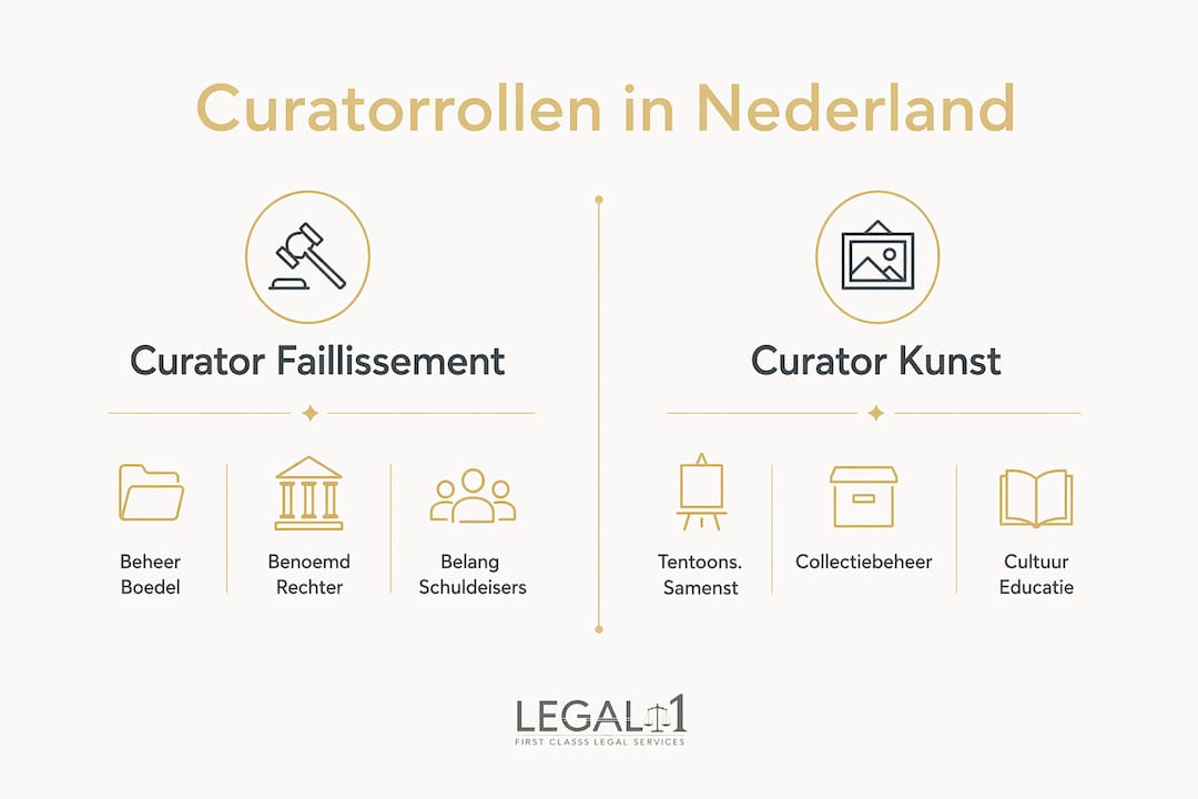 Infographic: de curator bij een faillissement versus de curator in de kunstwereld
