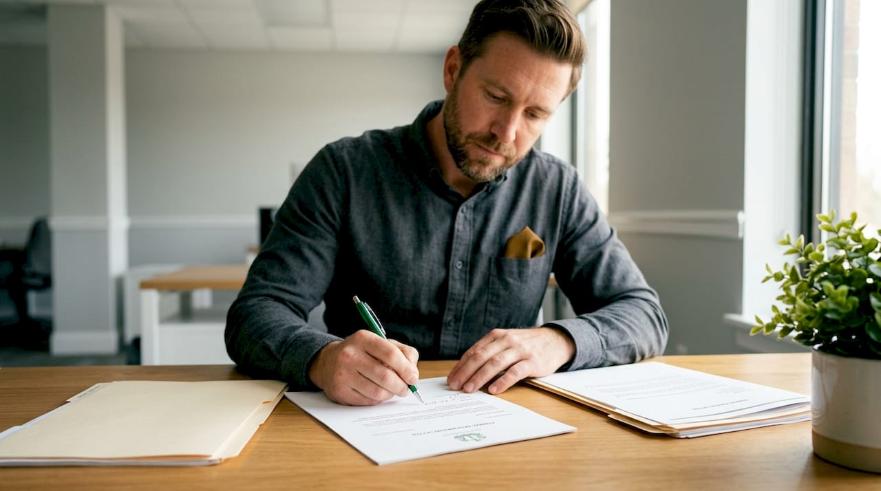 De werkgever stelt een ontslagbrief op voor de werknemer.