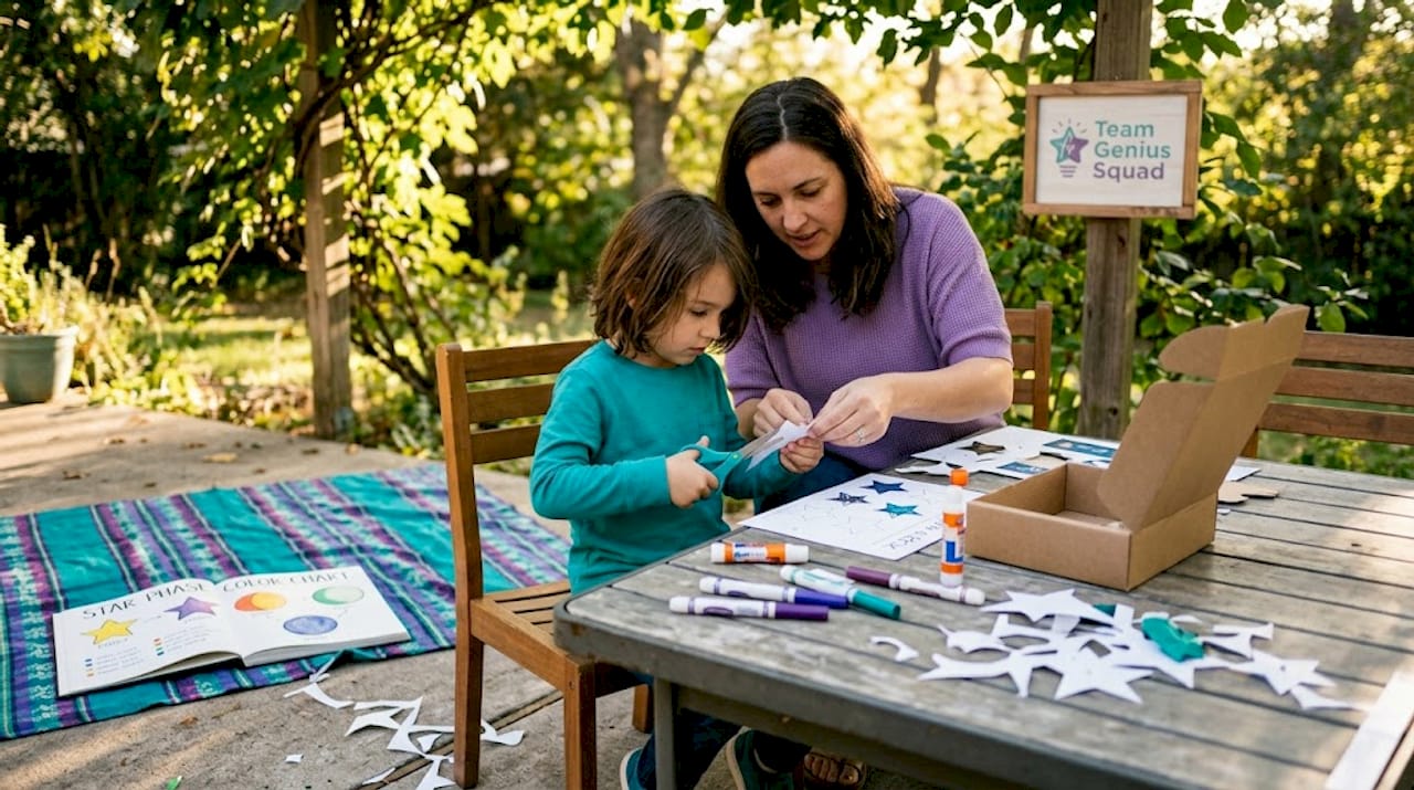 Family assembling star phase paper activity