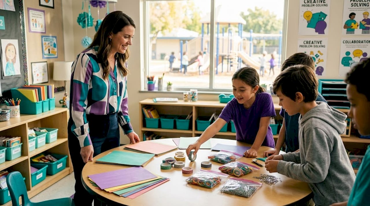 Educator preparing STEM kit materials