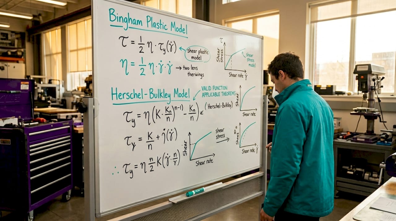 Whiteboard with rheological model formulas