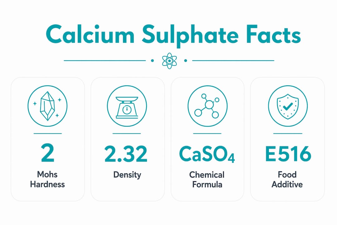 Infographic showing key calcium sulphate properties