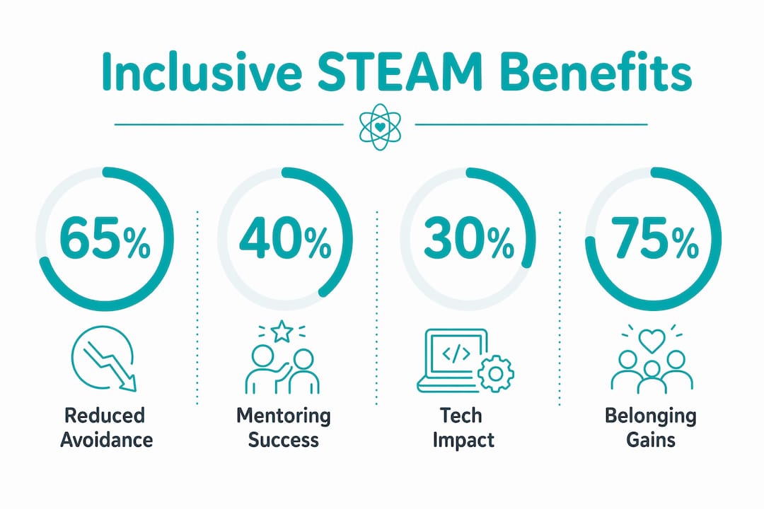 Infographic showing key statistics on inclusive STEAM benefits