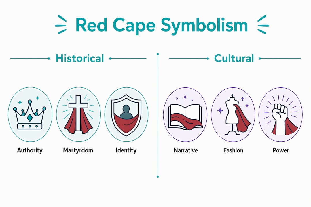Infographic showing red cape symbolism categories