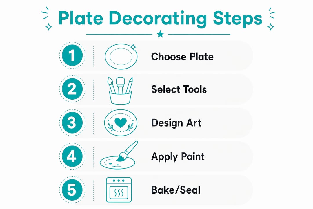 Infographic outlining plate decorating steps