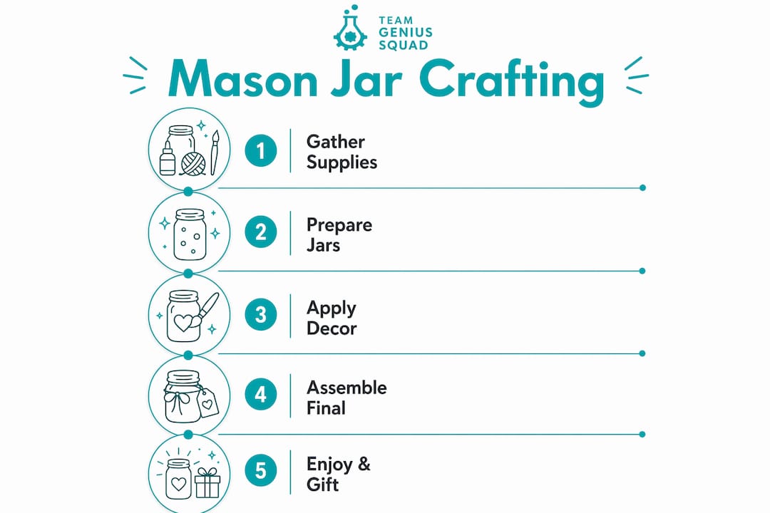 Infographic with mason jar crafting steps