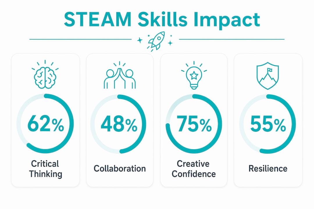 Infographic showing STEAM skill improvements in students