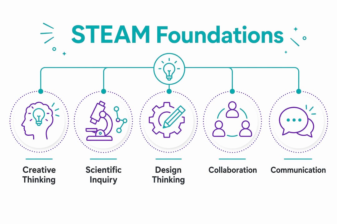 Infographic showing key STEAM skills foundation