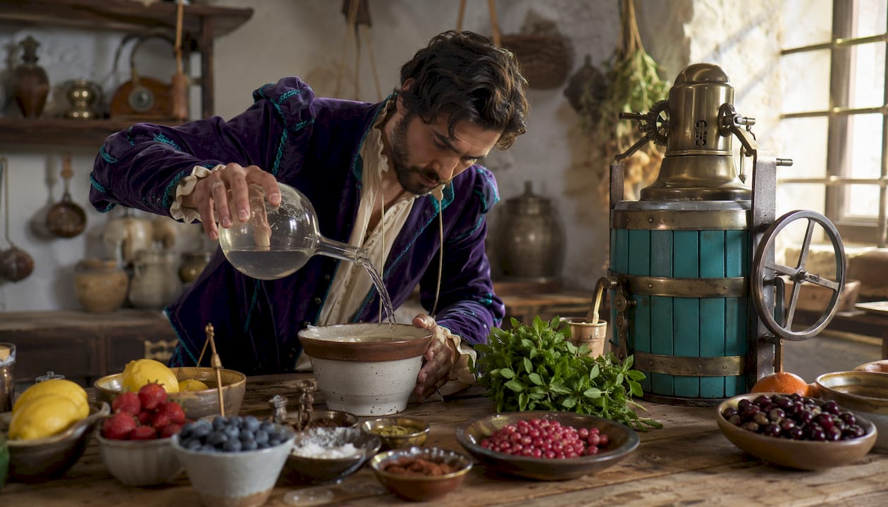 17th century scientist experimenting with frozen dessert chemistry