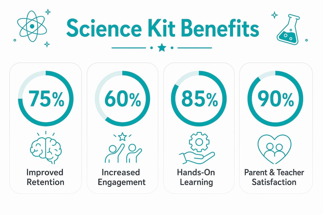 Infographic showing key benefits of science kits