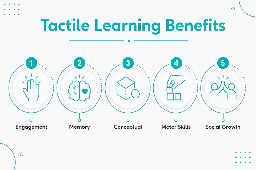 Infographic showing tactile learning core benefits hierarchy
