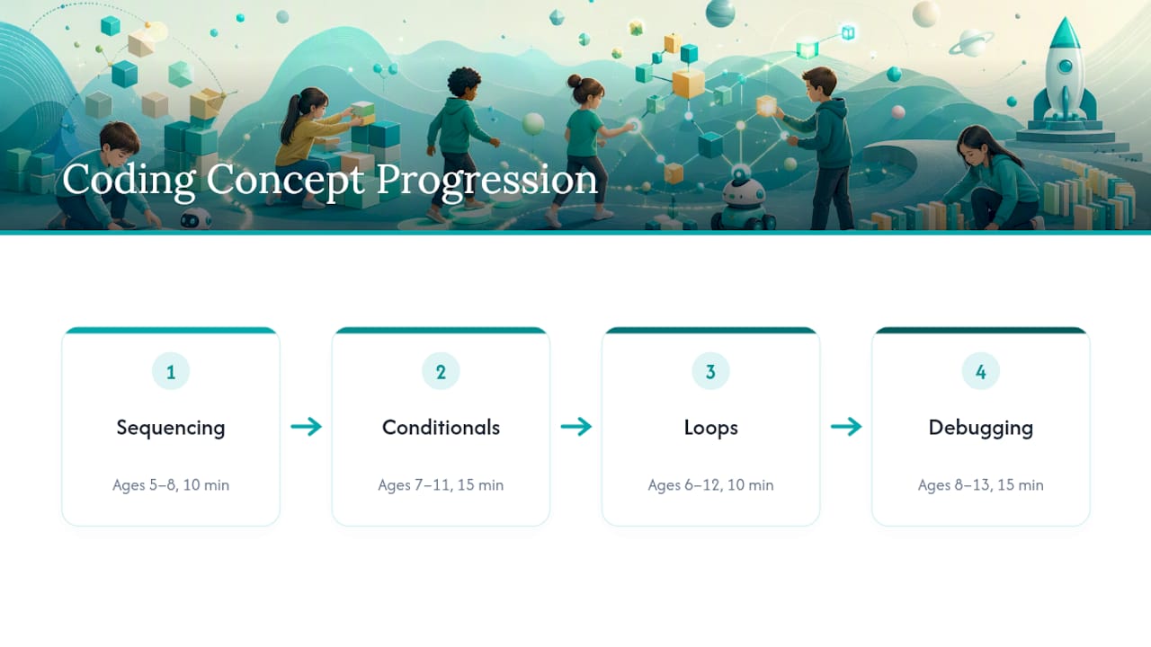 Progression of six unplugged coding concepts