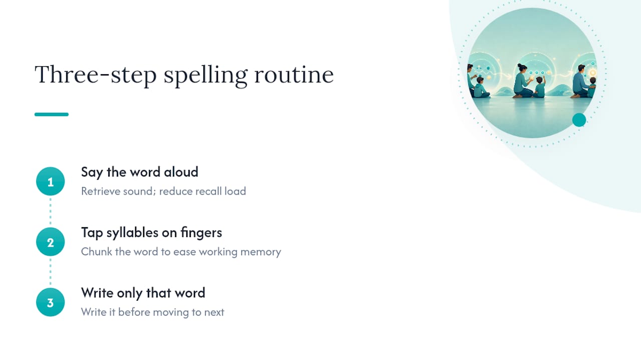 Three-step multisensory spelling routine