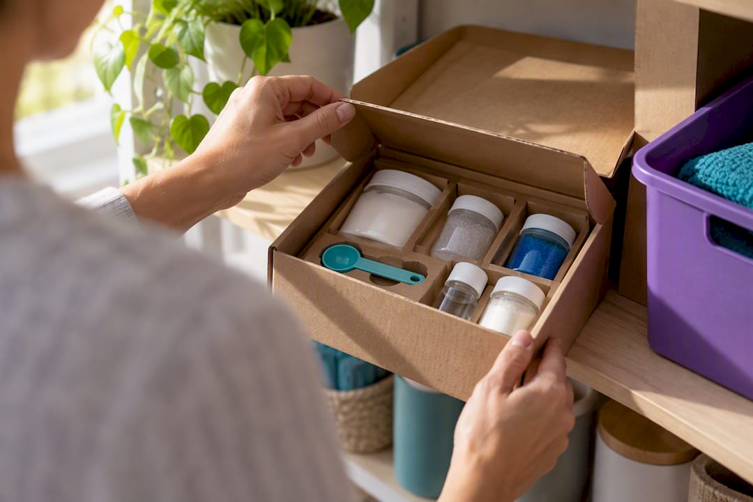 Adult checking anonymous experiment package contents