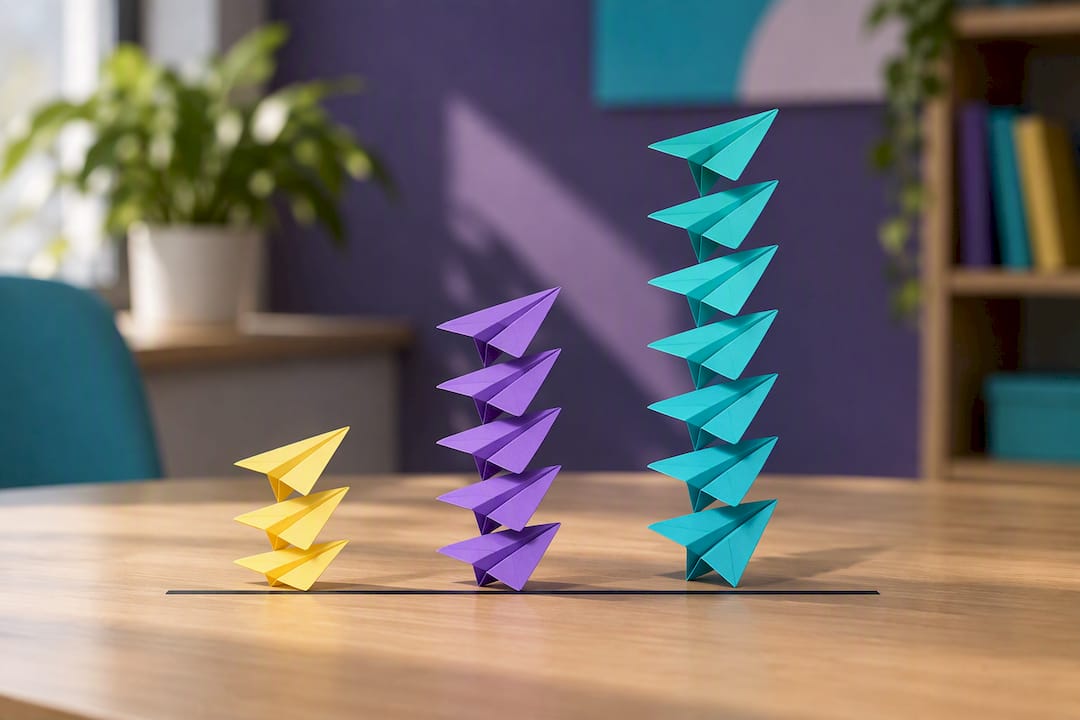 Illustration comparing paper airplane trial averages