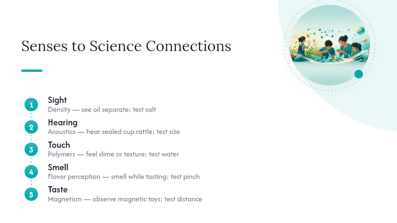 Five senses linked to science concepts