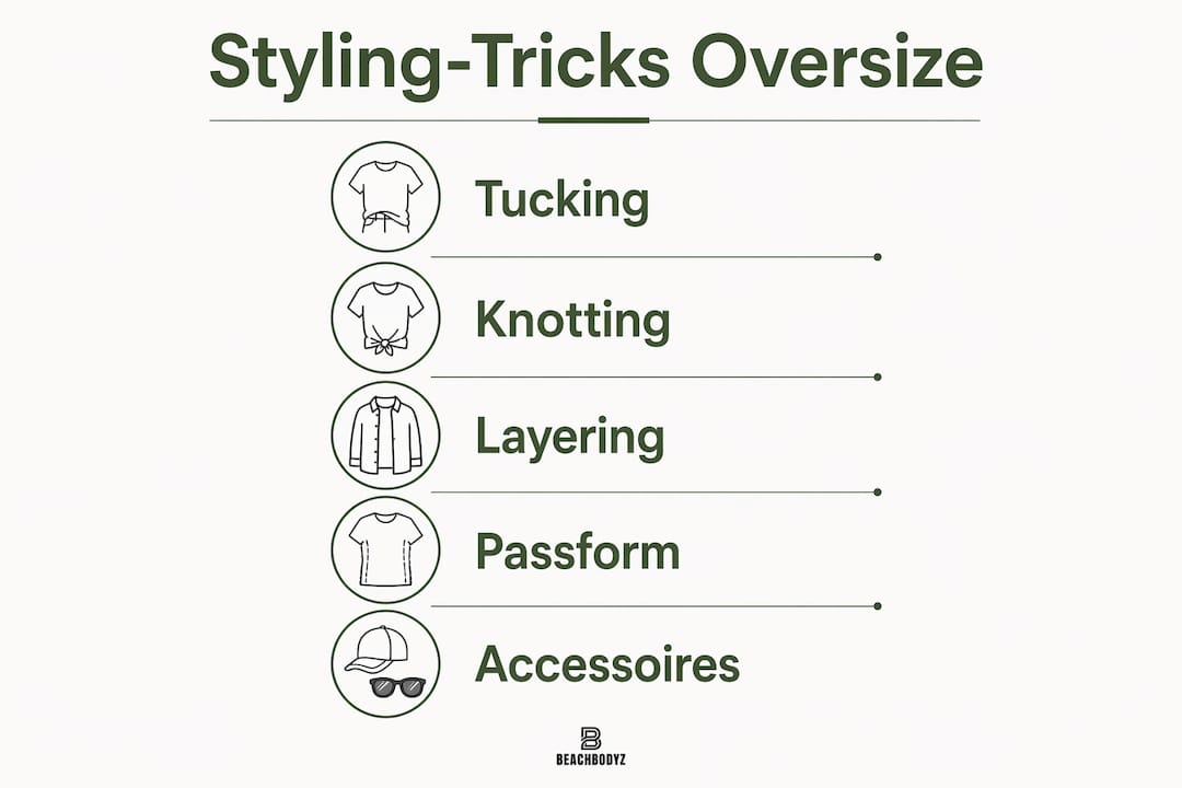 Infografik: Clevere Tipps, wie du Oversize-T-Shirts stylisch kombinierst