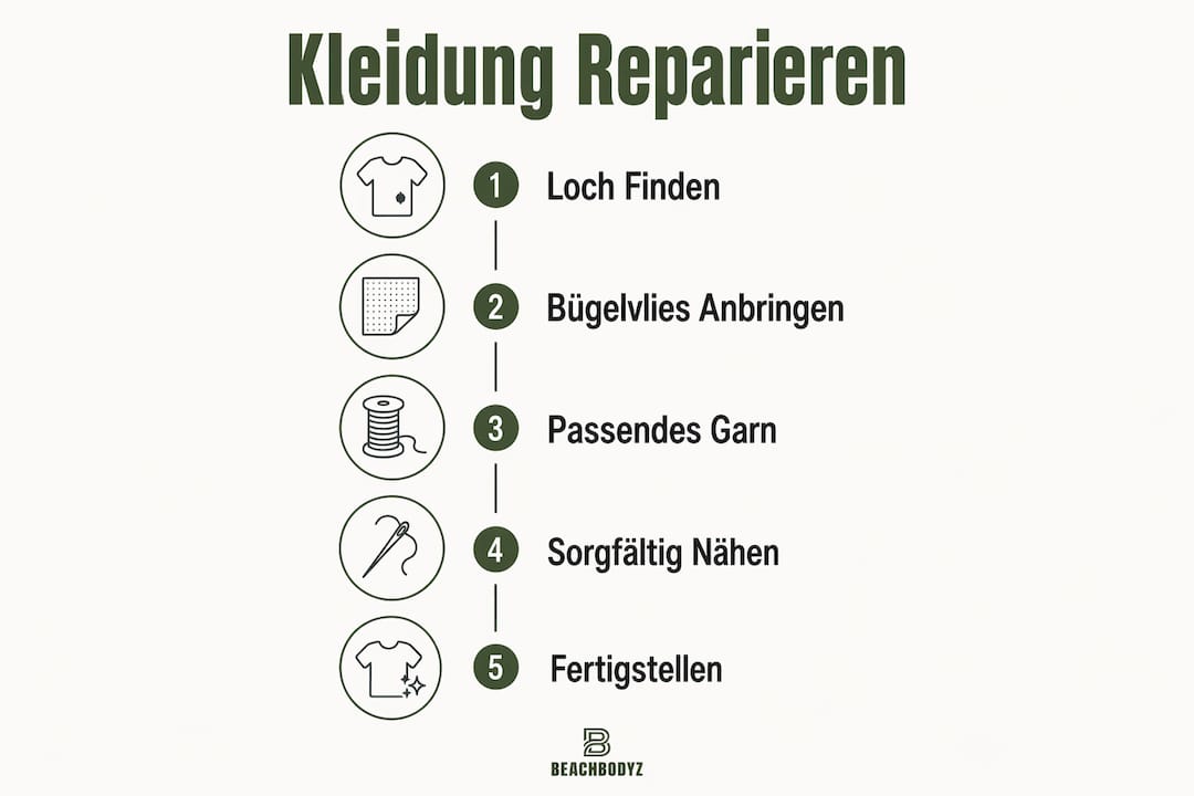 Schritt-für-Schritt-Anleitung: So reparierst du deine Kleidung – anschaulich erklärt in einer Infografik