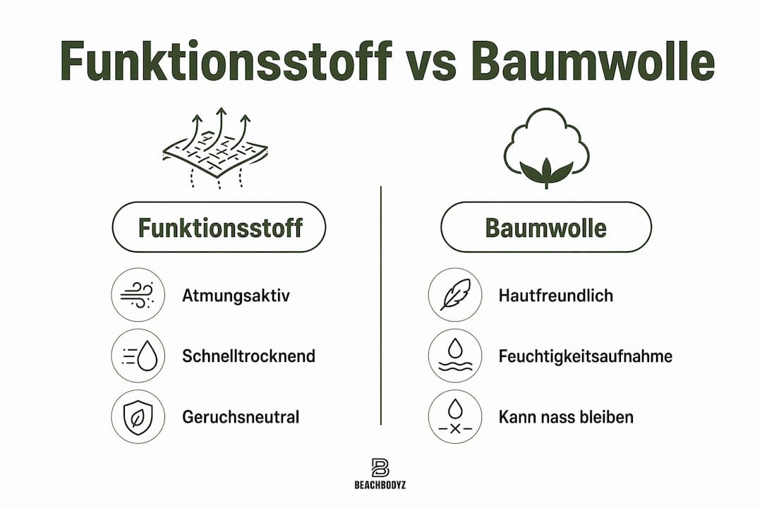 Infografik: Funktionsmaterialien vs. Baumwolle – Ein Überblick im Vergleich