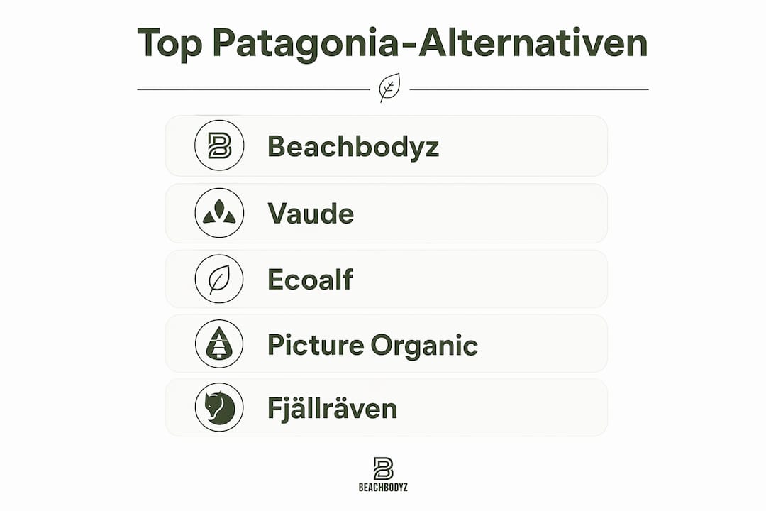 Übersichtsgrafik: Die besten Alternativen zu Patagonia im direkten Vergleich