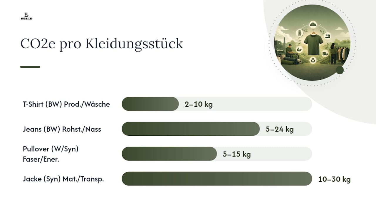 Klimabilanz verschiedener Kleidungsstücke im Vergleich